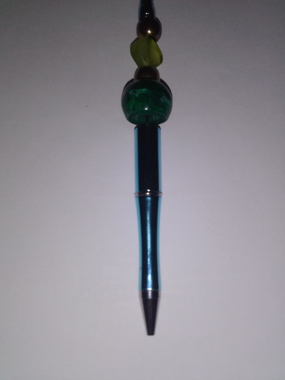 Teal Metallic Beaded Ballpoint Pen